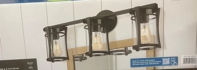 OVE Joakim 3-Light Vanity Black Finish Dimmable - Black 1 440 Lumens 3000k Amber