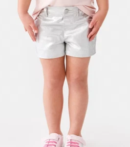 Girls size 3 Silver metallic shorts  adjustable waist Anko NEW 153 - Picture 1 of 6