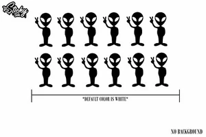 Alien Sticker Decal UFO Space Peace Sci Fi - x12 pack 2" tall - Foto 1 di 1