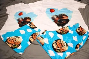 Couples Pajama Set Matching Men and Women Sleep Shorts Sleep Shirt Cartoon Cute - Picture 1 of 3