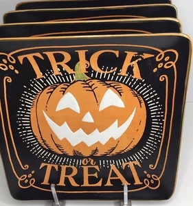 4 Dinner Plates Eli Ana Halloween Haunted Pumpkin Pumpkin Trick or Treat 10.5” - Picture 1 of 8