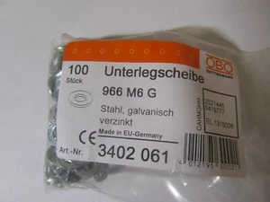 100 x OBO Bettermann Unterlegscheibe 966 M6 G * NEU + OVP *Restposten * Y-1-4 - Bild 1 von 3