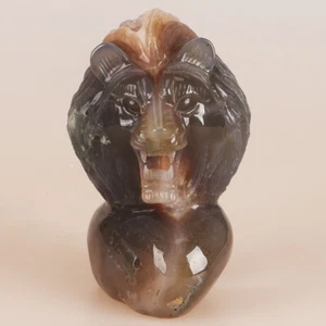 4.9" Natural Geode Agate Quartz Crystal Hand Carved Lion Head Animal 913g - Picture 1 of 8