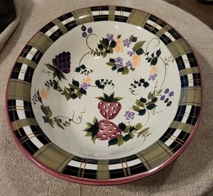  Oneida Strawberry Plaid Oval Serving Bowl 14" x 11-1/4" 2002 Large - Picture 1 of 6