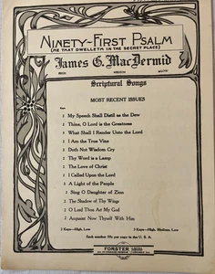 Ninety First Psalm James MacDermid Low Voice 1935 Sheet Music - Picture 1 of 2