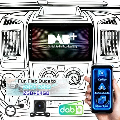 64GB Android 15 Autoradio Navi GPS Wifi BT FM RDS Für Fiat Ducato 2006-2023 DAB+ - Bild 1 von 4