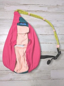 Kavu Rope Sling Bag Women's Pink Canvas Pockets Zipper Crossbody Shoulder Bag - Picture 1 of 10