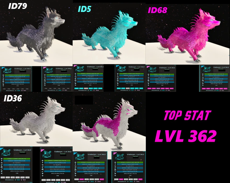 Ark Survival Ascended VEILWYN CLONES Top stat 362  pve - image 1 of 2