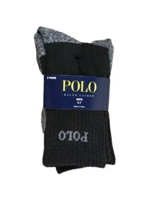POLO RALPH LAUREN Boys Toddlers Crew Socks 3 Pair Black Shoe Size 10C-13C - Picture 1 of 4