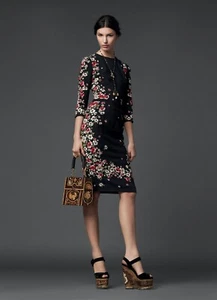 AUTH Dolce & Gabbana floral printed cady black dress IT 38 - Picture 1 of 19