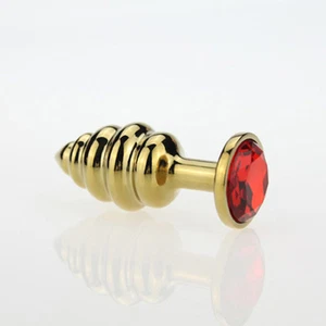 Plug butt metal strainless Alloy GOLD Spiral Anal Crystal Jewelry Beads - Imagen 1 de 4