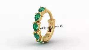 natural emerald 14k solid gold nose ring nose piercing nose bali emerald pear - Picture 1 of 12