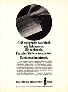 3w6250/ Alte Reklame von 1970 – DEUTSCHE INVESTMENT - Picture 1 of 1