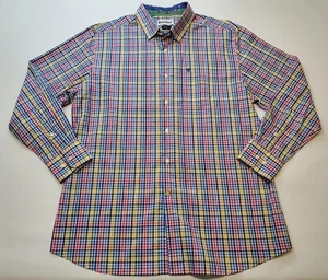 Camisa Barbour Abotonada Para Hombres Grande Guinga Color Brillante Borde Carrera de Caballos - Imagen 1 de 9