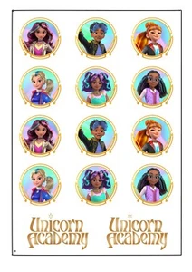 Unicorn Academy Temporary TATTOO Sheet. Party Supplies Lolly Loot Bag Game Flag - Picture 1 of 1