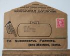 1915 Succès Farming Des Moines, Iowa enveloppe de Gênes, Illinois 2 ¢ timbre