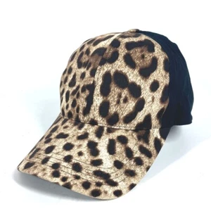 DOLCE&GABBANA Leopard print hat cap baseball cap cotton / Elastane Brown/Black - Picture 1 of 12