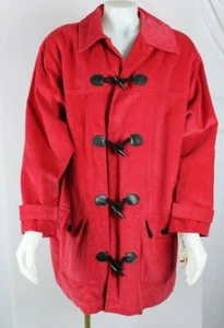 Vintage Jantzen Damen rot Cord Knebel Jacke Mantel Plus Größe 1X-Neu mit Etikett - Bild 1 von 6