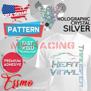 Holographic Crystal Silver Pattern Heat Transfer Vinyl HTV TShirt 20"Iron Press - Picture 1 of 7