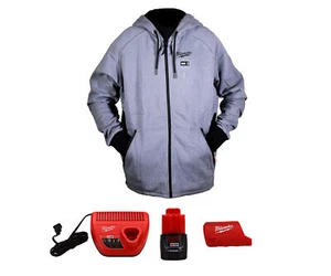 Milwaukee 306G-213X M12 Lithium-Ion Gray Heated Jacket Hoodie Kit (XXX-Large) - Picture 1 of 6