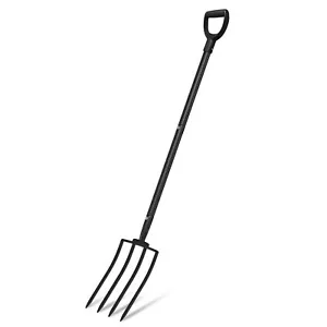 Pitch Fork for Garden, 4-Tines Heavy Duty Pitchfork with Metal Handle, 45 Inches - Picture 1 of 7