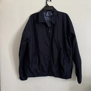 Giacca uomo Chaps blu navy taglia large leggera full zip tasche foderata a quadri - Foto 1 di 12