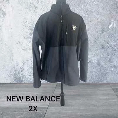 NEW BALANCE, 2X, BLUE/BLACK, POLYESTER ZIP-UP FLEECE. NWT - Image 1 of 4