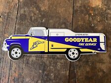 GOOD YEAR TIRE SERVICE VINTAGE PORCELAIN GAS OIL  TRUCK SIGN