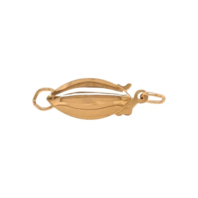 14K Solid Yellow Gold Oval Marquise Safety Clasp Elongated Shape and Sleek - Image 1 of 4