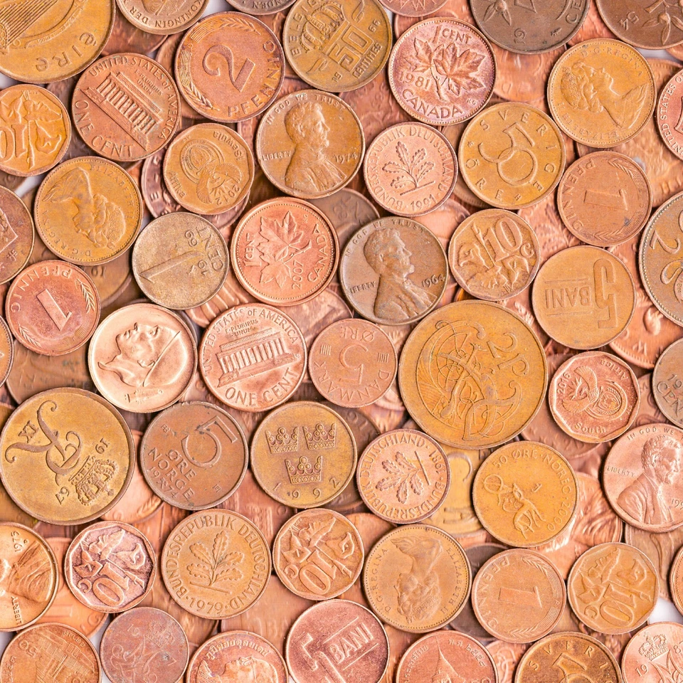 COPPER COINS 1LB (454G.) MORE THAN 100 BRONZE COINS 1 POUND COLLECTIBLE COINS. - Image 1 of 1