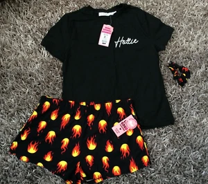 Weekend Edition Girl's 3 Piece Set Short, Tee and Scrunchie Hottie Flame Medium - Picture 1 of 7