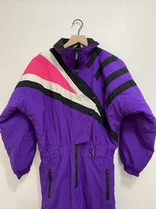 Vtg Ski-Snowsuit Profile One Piece Youth Size Large Regular Purple Colorblock - Picture 1 of 12