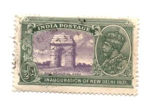 Indien 1931 King George V KGV Neu-Delhi 1/2 Anna WAR Memorial Bogen Stempel gebraucht - Bild 1 von 1