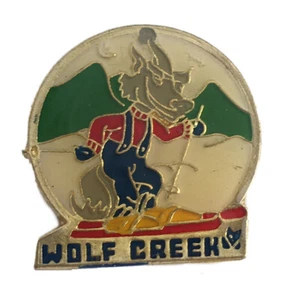 VINTAGE WOLF CREEK COLORADO ENAMEL GOLD TONE SKI PIN 1980s SOUTHWEST NEW NOS - Picture 1 of 2