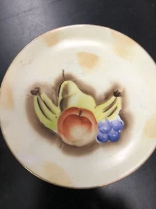 Brinn's Porcelain Cup And Matching Saucer Painted With Fruit Gold Rimmed T-1491 - Picture 1 of 5