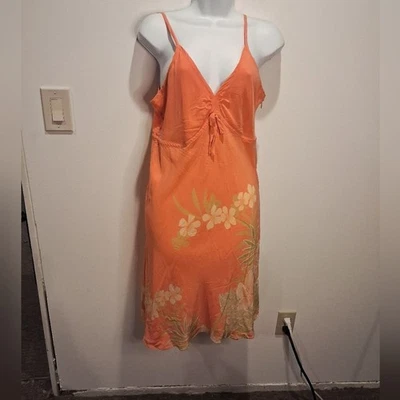 Tori Richards Size 10 Silk Orange Floral Mini Dress FLAW - Image 1 of 4