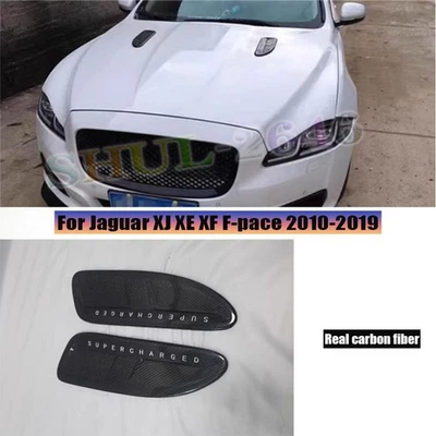 Cubierta superpuesta de ventilación de capó de fibra de carbono real para Jaguar XJ XE XF F-pace 2010-2019*2 Foto 1 de 4