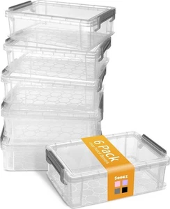 6 Pack Extra Large Pencil Box Plastic Case Crayon Box Clear Marker Organizer - Picture 1 of 7
