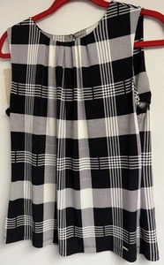 BRAND NEW CALVIN KLEIN TANK TOP WOMENS BLACK WHITE SLEEVELESS SIZE M FANCY - Picture 1 of 4