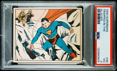 1940 SUPERMAN CARD #30 TRAPPED IN THE GLACIER PSA 3 VG PHILADELPHIA GUM INC. - Image 1 of 2