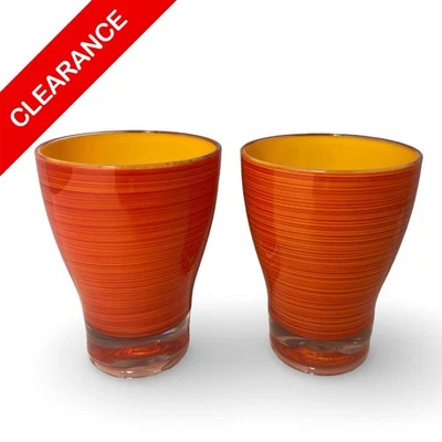 NEW Set Of 2 Orange Acrylic Cups. Modern Retro Design Tumblers - Image 1 of 3