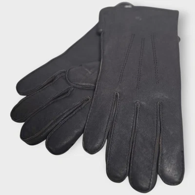 Guantes de cuero azul claro grisáceo vintage para hombre pequeños de piel de conejo gruesos de lujo Foto 1 de 4