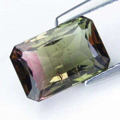 3.25 克拉 Ravishing 天然双色碧玺 10x6.8 毫米辐射切割宝石 — 第 1/4 张图片