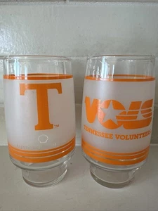 2 VTG Tennessee Vols Drinking Glasses 12oz Frosted Shell Promo NCAA SEC - Picture 1 of 13