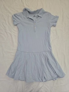 LANDS END Blue School Uniform Short Sleeve Mesh Polo Dress Girls 8-9 - Picture 1 of 5