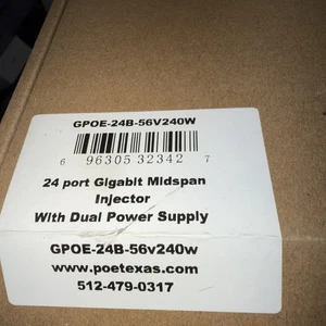 Poe Texas 24 Port Gigabit Midspan Injector With Dual Power Supply Gpoe-24b-56v24 - Afbeelding 1 van 6
