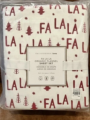 NEW Pottery Barn Teen Fa La La Christmas Flannel Full Sheet Set, Holiday - Image 1 of 2