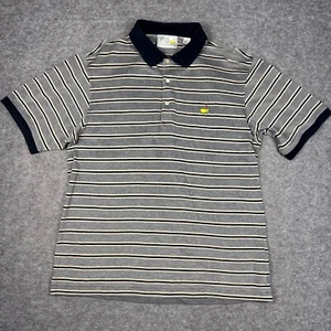 Augusta National Masters Polo Shirt Mens Large Golf Grey Black Striped EUC - Picture 1 of 15