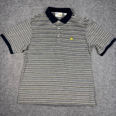 Augusta National Masters Polo Shirt Mens Large Golf Grey Black Striped EUC - Image 1 of 4