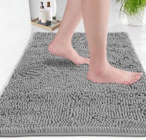 Bath Mat, Extra-Soft Plush Non-Slip Rug, Luxury Chenille Microfiber, 17 x 24 - Picture 1 of 9